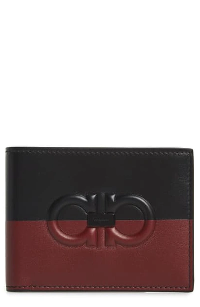 Ferragamo Firenze Leather Wallet In Black/ Red