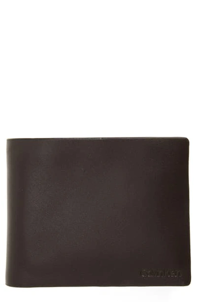 Calvin Klein Passcase Faux Leather Wallet In Dark Chocolate