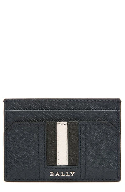 Bally Thar Embossed Leather Card Case In New Blue