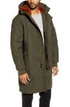 Cole Haan Tech Down Parka With Faux Fur Trim In Olive