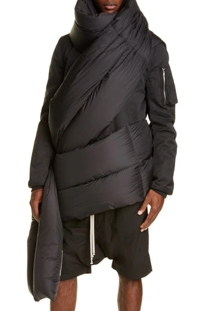 Rick Owens Stola Piumino Down Fill Nylon Stole In Black