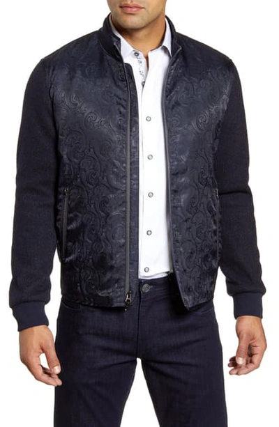 Robert Graham Men's Wuthering Cotton Jersey/shiny Jacquard Paneled Jacket In Navy