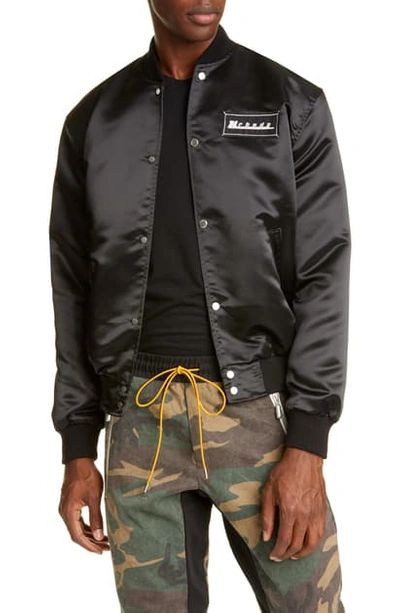 Rhude Varsity Bomber Jacket In Black W/ Checkerboard