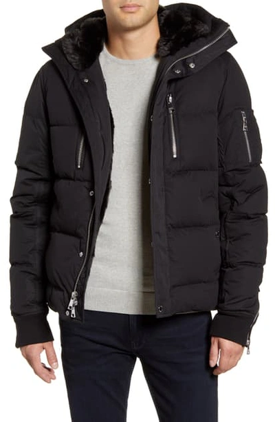 Karl Lagerfeld Faux Fur Lined Down & Feather Quilted Coat In Black
