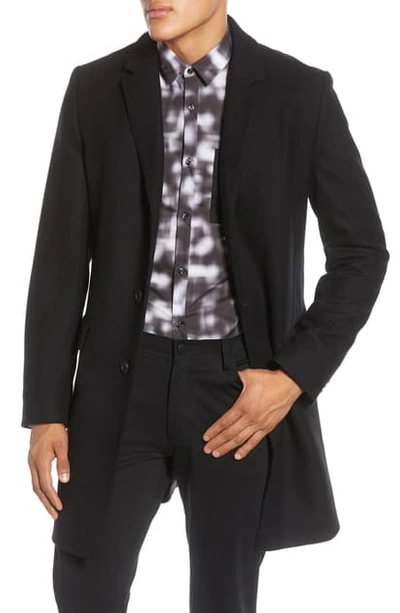 Hugo Boss Men's Slim-fit Solid Overcoat In Black