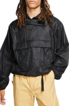 Nike Acg Packable Water Repellent Nylon Anorak In Black/ Anthracite