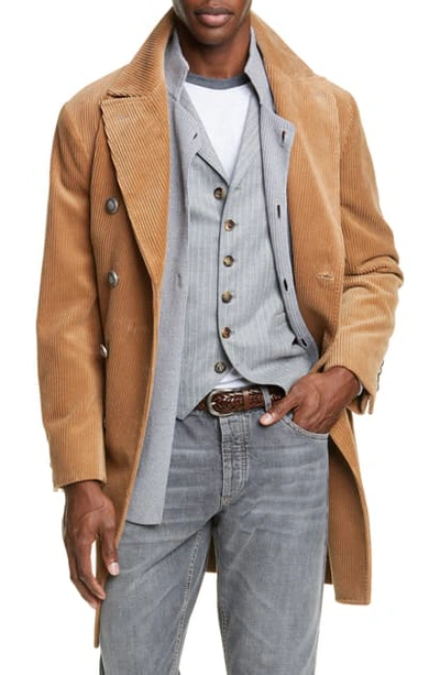Brunello Cucinelli Corduroy Cotton & Cashmere Top Coat In Brown