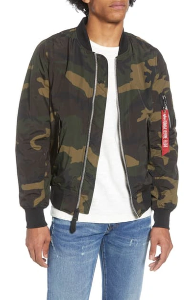 Alpha Industries Lb-2 Scout Reversible Flight Jacket In Dark Woodland Camo