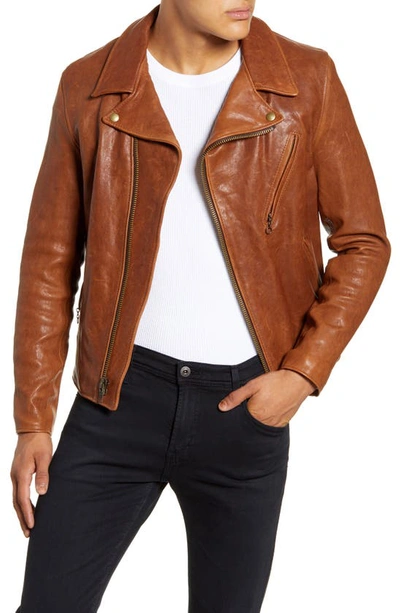 Schott Leather Moto Jacket In Brown