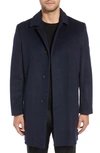 Hart Schaffner Marx Macbeth Wool Blend Car Coat With Bib In Navy Plaid