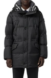 BURBERRY LOGO PATCH HOODED DOWN PUFFER COAT,8018825