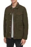 Allsaints Baynes Waxed Jacket In Khaki/ Beech Green