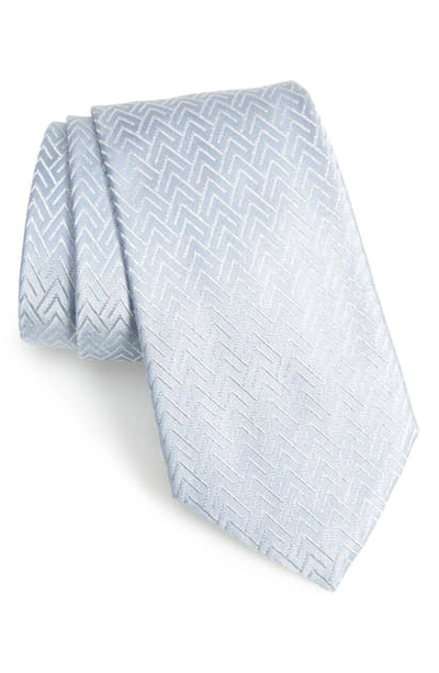 Emporio Armani Geometric Silk Blend Tie In Sky Blue