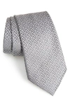 Emporio Armani Geometric Silk Blend Tie In Grey