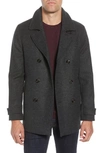 Ted Baker Westun Wool Blend Peacoat In Charcoal
