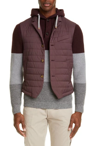Eleventy Packable Quilted Vest In Ruby