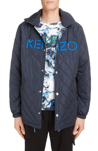 Kenzo Coach Reversible Hooded Jacket In Navy Blue