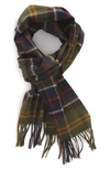 Barbour Fringed Checked Wool And Cashmere-blend Scarf In Green