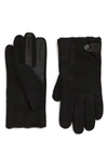 UGG GENUINE SHEARLING LINED LEATHER TECH GLOVES,18713