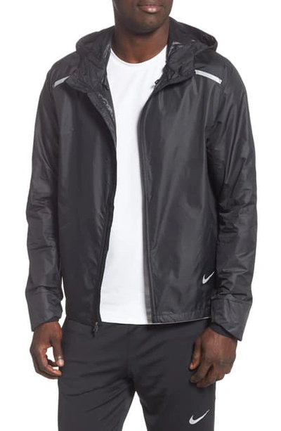 Nike Repel Dri-fit Hooded Track Jacket In Black/ Reflective Silver