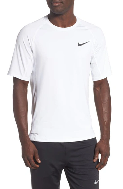 Nike Pro Slim-fit Mesh-panelled Dri-fit T-shirt In White/black