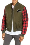 NIKE SPORTSWEAR BUFFALO CHECK SYNTHETIC FILL BOMBER JACKET,BV4532