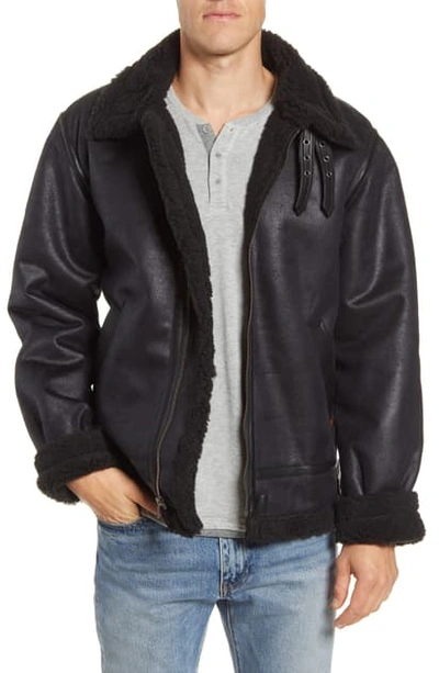 Alpha Industries B-3 Faux Shearling Bomber Jacket In Black