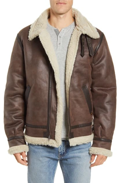 Alpha Industries B-3 Faux Shearling Bomber Jacket In Deep Brown