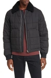 HELMUT LANG QUILTED BOMBER JACKET WITH GENUINE SHEARLING COLLAR,J07HM401