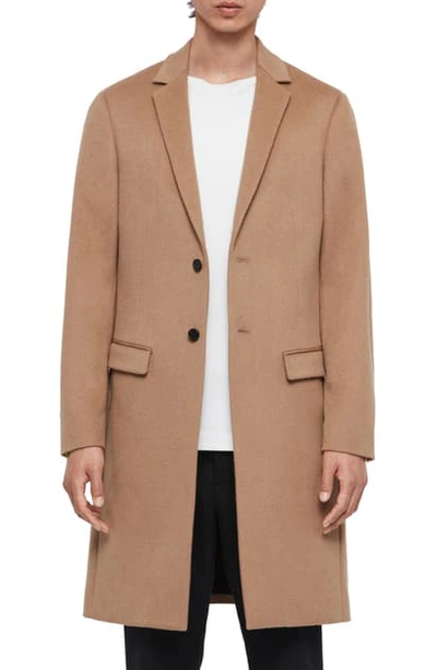 Allsaints Birdstow Wool Coat In Camel Brown