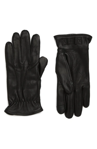 Ugg Men's 3 Point Leather Suede Gloves In Black