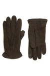 Ugg Men's Three-point Leather Gloves In Charcoal