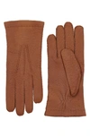 Hestra Gloves Peccary Hand-sewn Leather Cashmere-lined Gloves In Cork