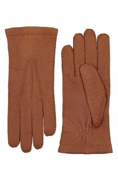 Hestra Gloves Peccary Hand-sewn Leather Cashmere-lined Gloves In Cork