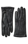 Hestra Peccary Leather Gloves In Black