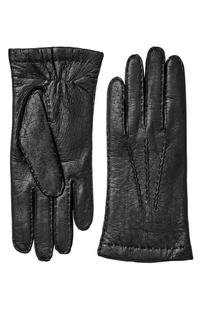 Hestra Peccary Leather Gloves In Black