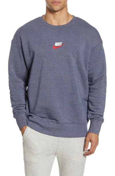 Nike Nsw Heritage Sweatshirt In Midnight Navy/ Heather