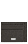 Hugo Boss Crosstown Leather Card Case In Dark Brown