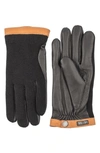 Hestra Deerskin & Merino Wool Gloves In Black/ Black