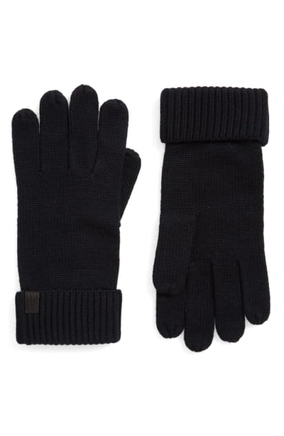 Allsaints Merino Wool Gloves In Ink Navy