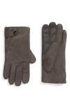 Ugg Genuine Shearling Lined Leather Tech Gloves In Charcoal