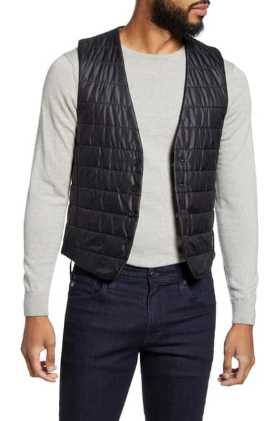 Hugo Boss Hiwan Quilted Vest In Solid Black