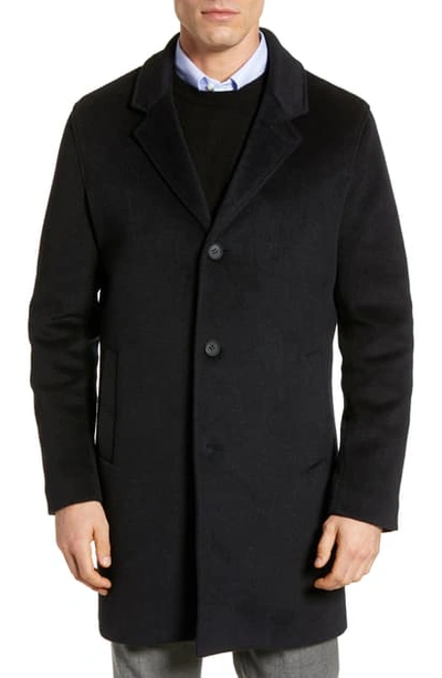 Cole Haan Regular Fit Stretch Wool Coat In Navy