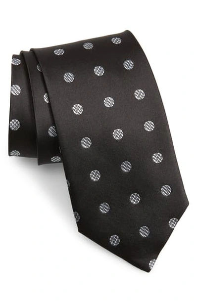 David Donahue Dot Silk Tie In Black