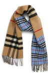 BURBERRY VINTAGE CHECK & GIANT CHECK CASHMERE BLEND SCARF,8022478
