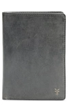 Frye Austin Leather Passport Wallet In Carbon