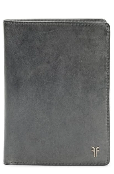 Frye Austin Leather Passport Wallet In Carbon