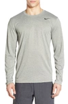 Nike Legend 2.0 Long Sleeve Dri-fit Training T-shirt In Dark Grey Heather/ Black