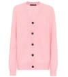 Acne Studios Keve Face Patch Wool Cardigan In Pink