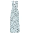 Proenza Schouler Leopard-print Deep-v Neck Dress In Blue